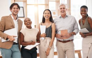 work team together happy and celebrating